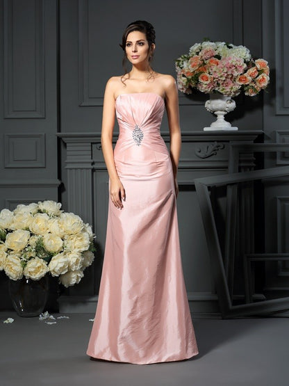 A-Line/Princess Strapless Pleats Sleeveless Long Taffeta Mother of the Bride Dresses