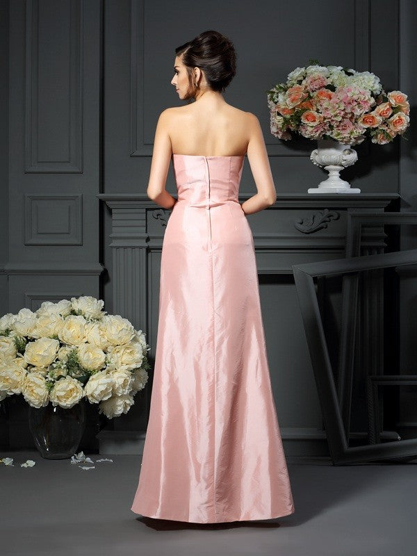 A-Line/Princess Strapless Pleats Sleeveless Long Taffeta Mother of the Bride Dresses