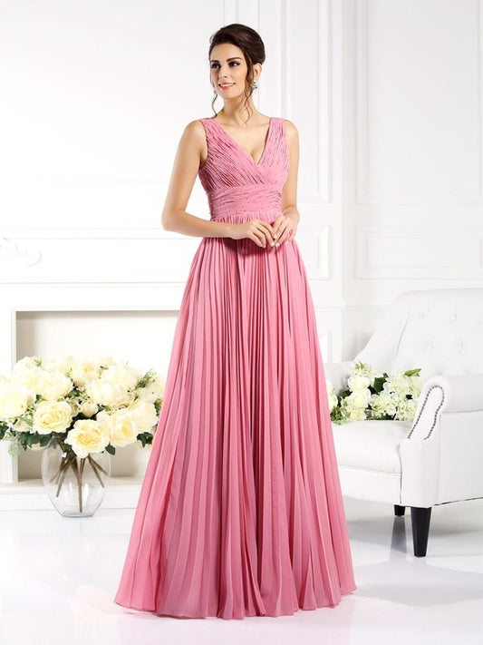 A-Line/Princess Sweetheart Pleats Sleeveless Long Chiffon Mother of the Bride Dresses