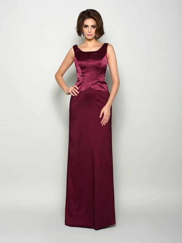 A-Line/Princess Square Sleeveless Long Elastic Woven Satin Mother of the Bride Dresses