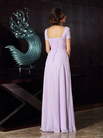 A-Line/Princess Square Beading Sleeveless Long Chiffon Mother of the Bride Dresses