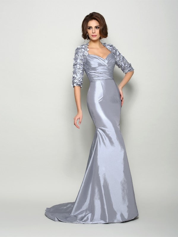 Trumpet/Mermaid Sweetheart Applique 1/2 Sleeves Long Taffeta Mother of the Bride Dresses