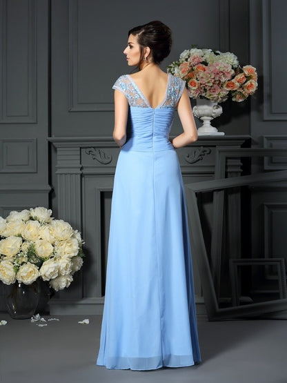 Sheath/Column Straps Pleats Sleeveless Long Chiffon Mother of the Bride Dresses