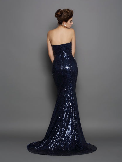 Trumpet/Mermaid Sweetheart Sequin Sleeveless Long Sequins Dresses