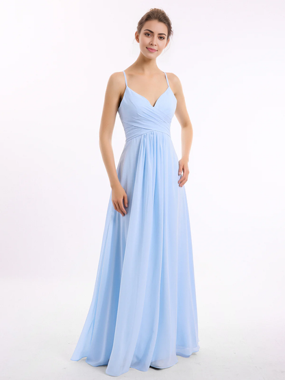 Thin shoulder strap V-neck chiffon dress