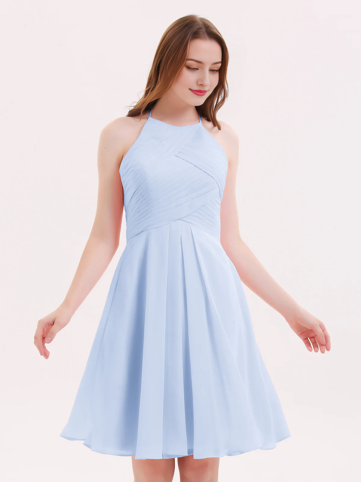 Short chiffon pocket bridesmaid dress