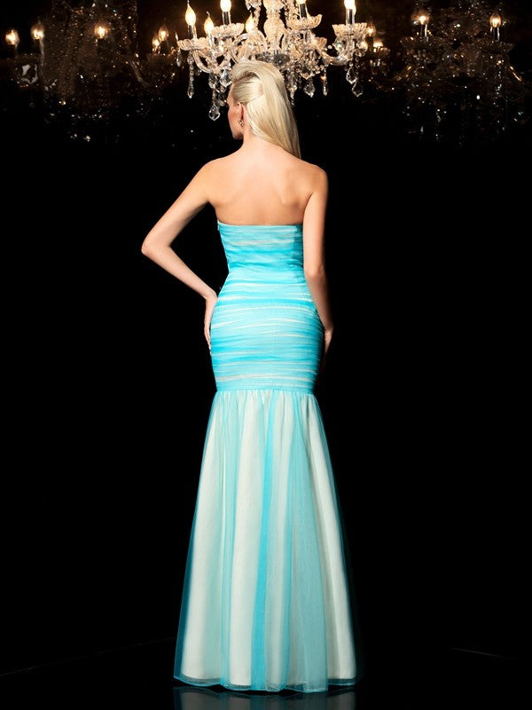 Sheath/Column Sweetheart Sequin Sleeveless Long Net Dresses