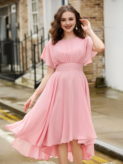 Drifting sleeves gemstone collar chiffon Homecoming dress