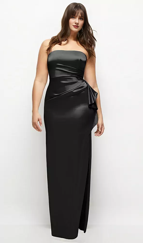 Strapless bow strapless strapless strapless strapless strapless hollow satin extra long bridesmaid dress