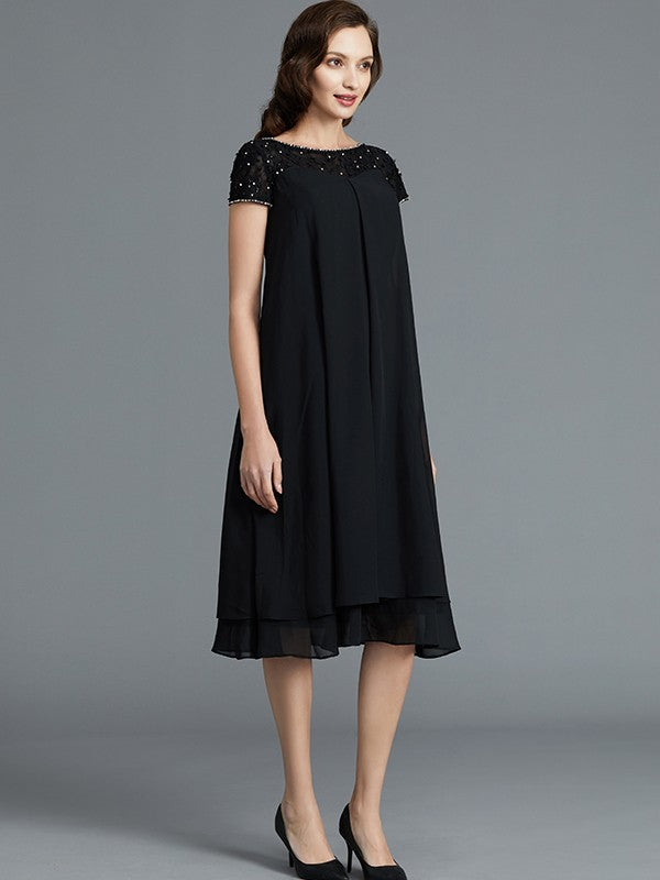 A-Line/Princess Sleeveless Scoop Knee-Length Chiffon Mother of the Bride Dresses