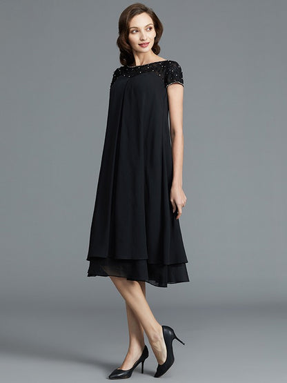 A-Line/Princess Sleeveless Scoop Knee-Length Chiffon Mother of the Bride Dresses