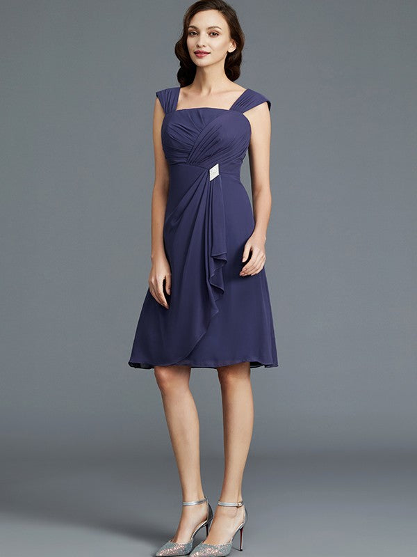 Sheath/Column Straps Chiffon Knee-Length Sleeveless Mother of the Bride Dresses