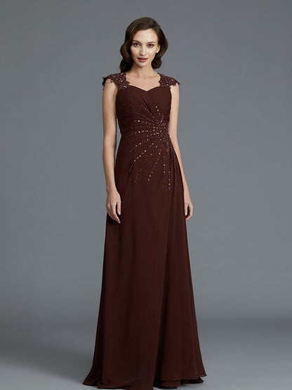 A-Line/Princess Sweetheart Sleeveless Chiffon Floor-Length Beading Mother of the Bride Dresses