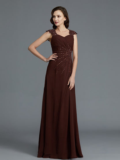 A-Line/Princess Sweetheart Sleeveless Chiffon Floor-Length Beading Mother of the Bride Dresses