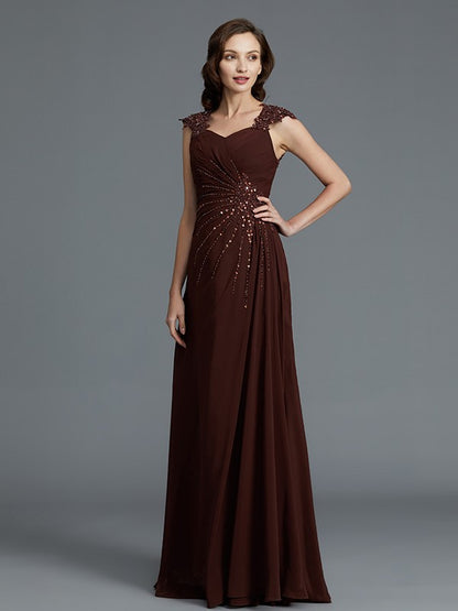 A-Line/Princess Sweetheart Sleeveless Chiffon Floor-Length Beading Mother of the Bride Dresses