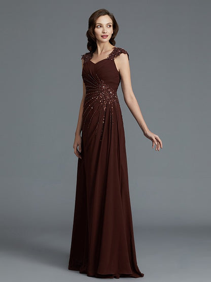 A-Line/Princess Sweetheart Sleeveless Chiffon Floor-Length Beading Mother of the Bride Dresses