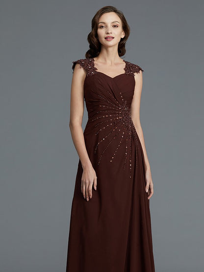 A-Line/Princess Sweetheart Sleeveless Chiffon Floor-Length Beading Mother of the Bride Dresses