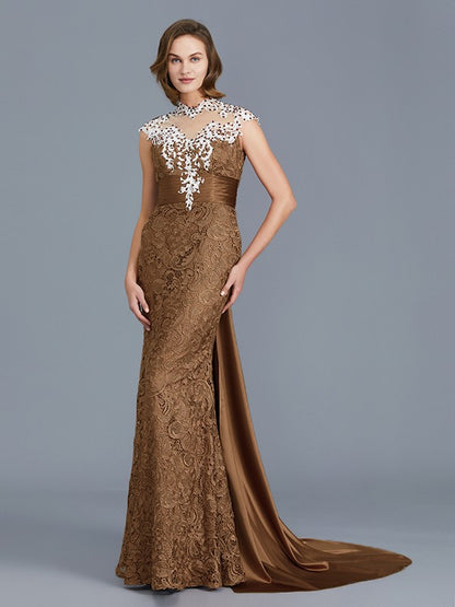 Trumpet/Mermaid Scoop Sleeveless Beading Lace Floor-Length Mother of the Bride Dresses