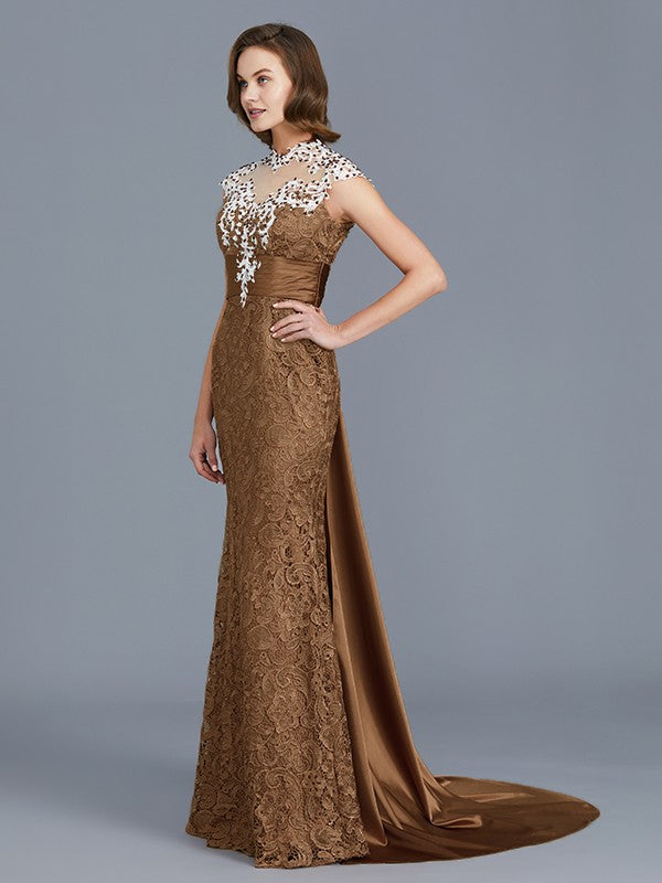 Trumpet/Mermaid Scoop Sleeveless Beading Lace Floor-Length Mother of the Bride Dresses