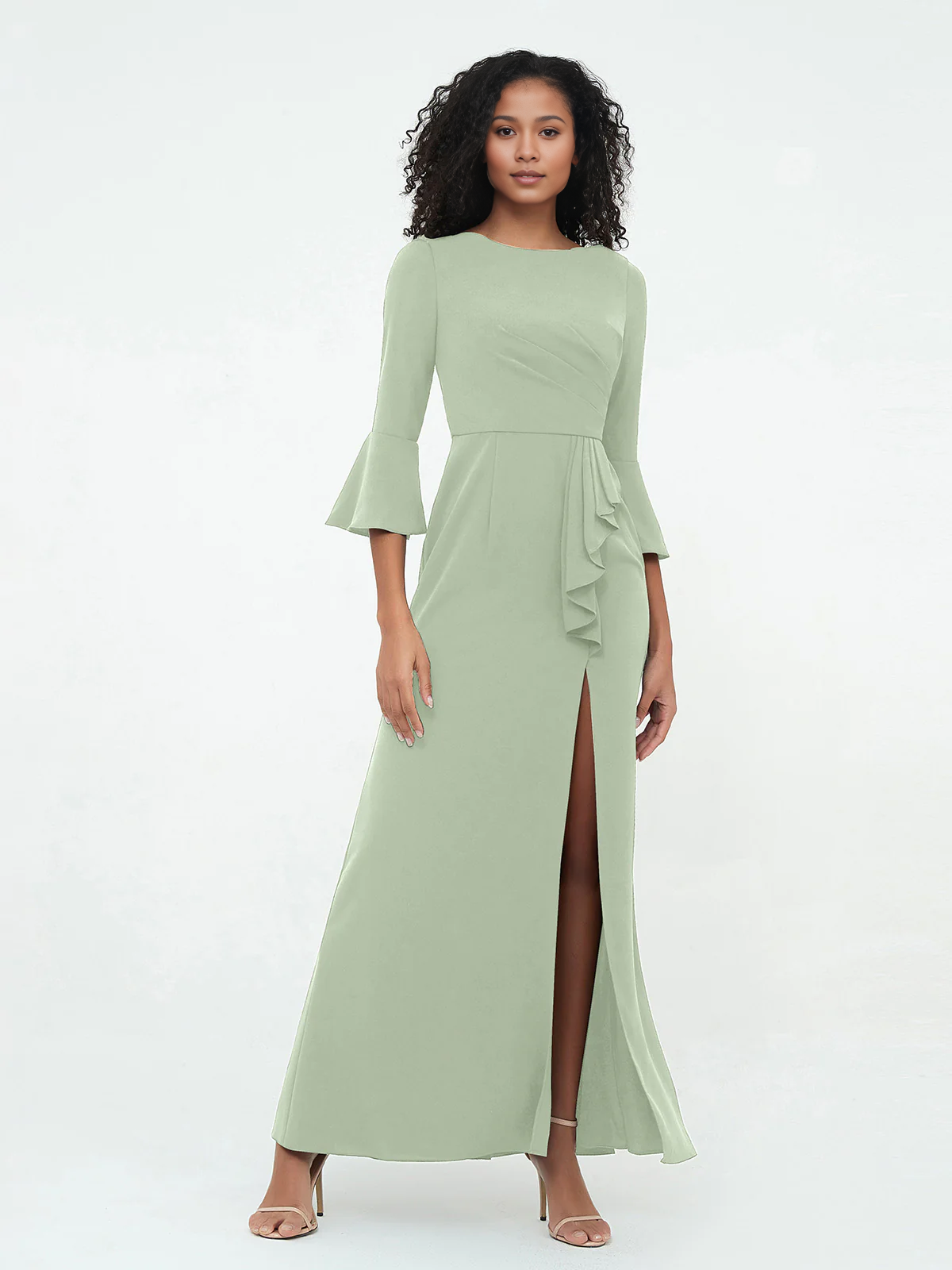 Mermaid sexy trumpet sleeve slit dress