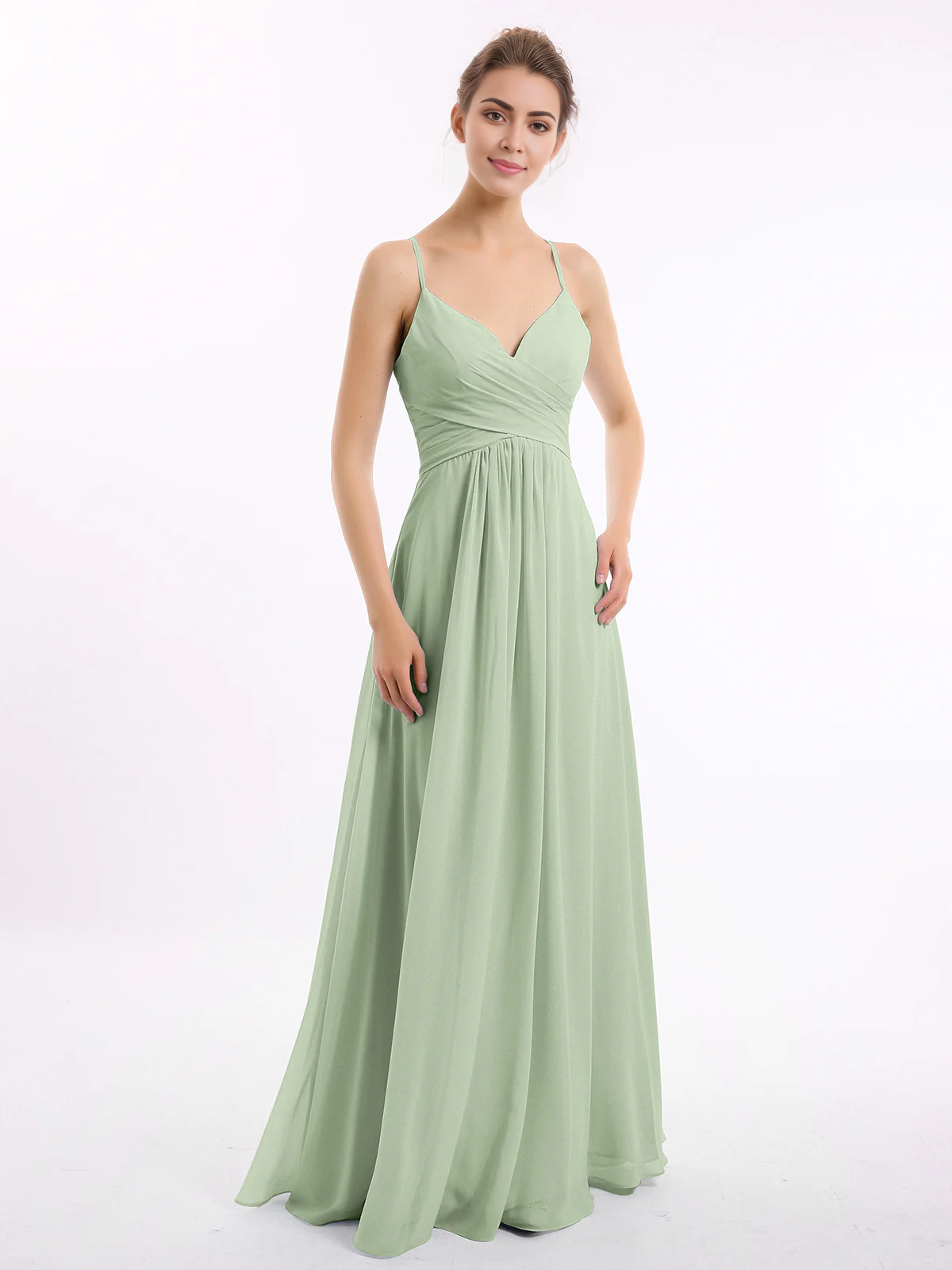 Thin shoulder strap V-neck chiffon dress