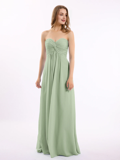 Sweetheart strapless Empire chiffon bridesmaid dress