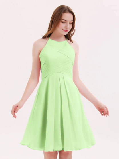 Short chiffon pocket bridesmaid dress