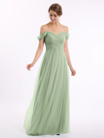 Off shoulder sweetheart collar chiffon dress