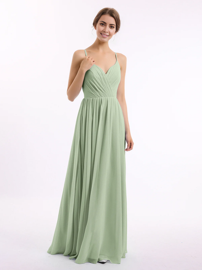 Thin shoulder chiffon bridesmaid dress