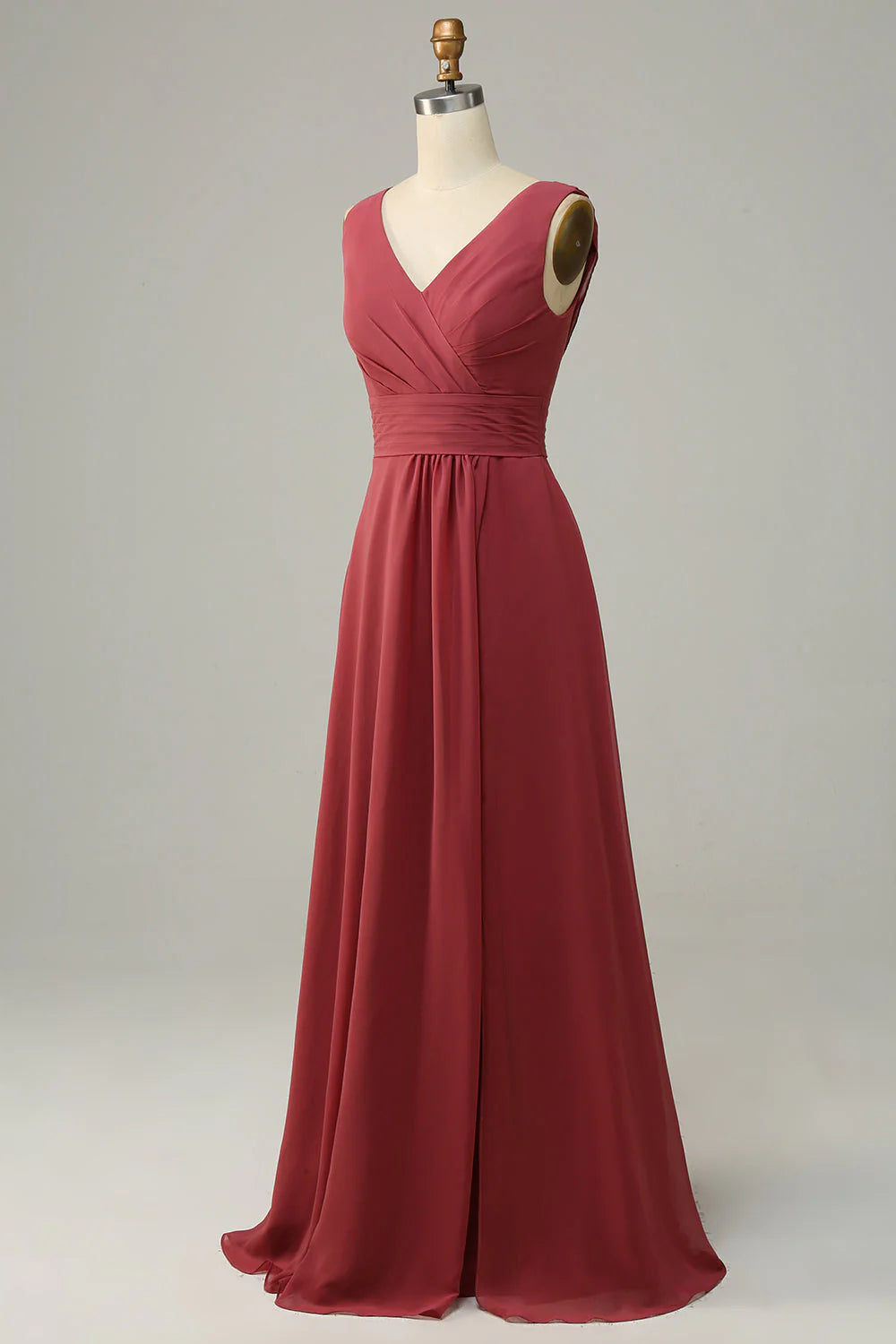 V-neck Desert Rose Sleeveless Chiffon Long Bridesmaid Dress