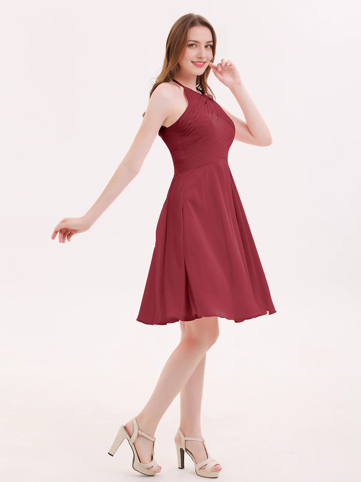 Short chiffon pocket bridesmaid dress