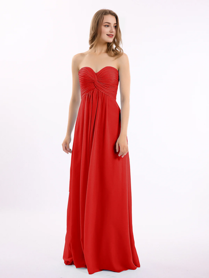 Sweetheart strapless Empire chiffon bridesmaid dress