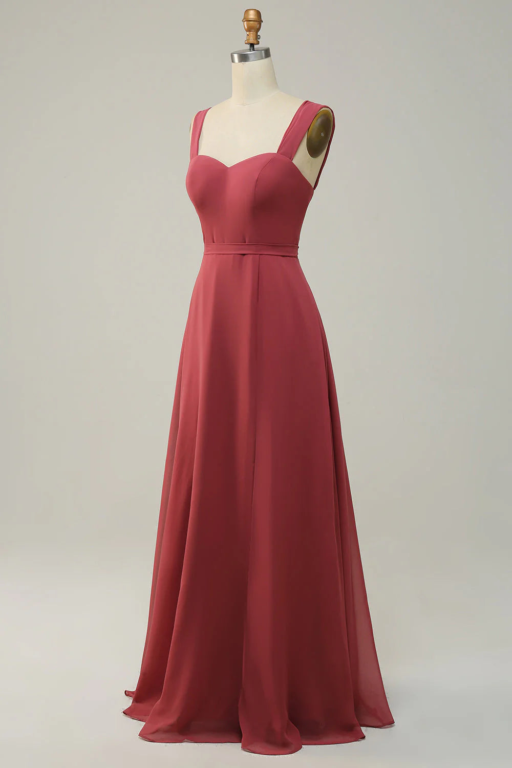 Sweetheart slit sleeveless long bridesmaid dress