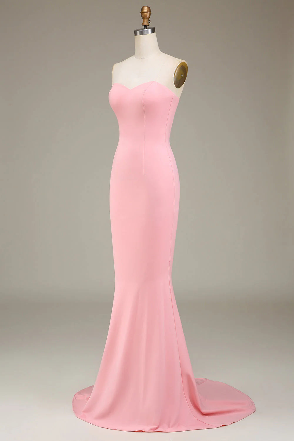 Powder blusher pink mermaid sweetheart satin long bridesmaid dress