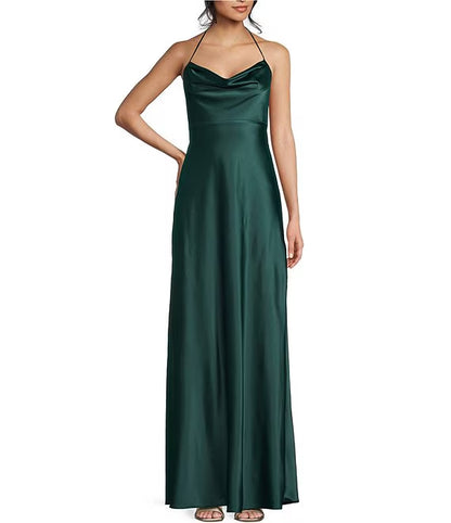 Hanging neck hood thin shoulder strap long prom dress