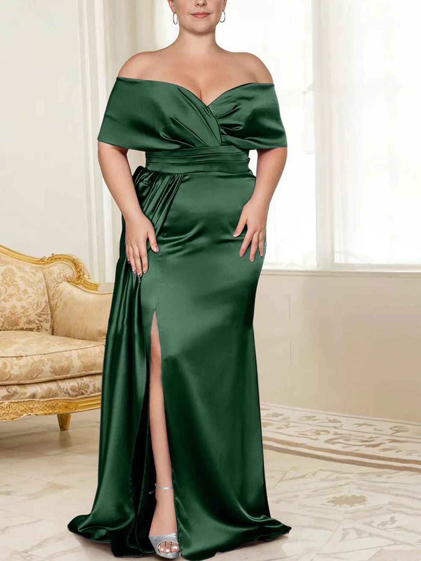 Speaker/Fishtail Off Shoulder Mother of the bride dress