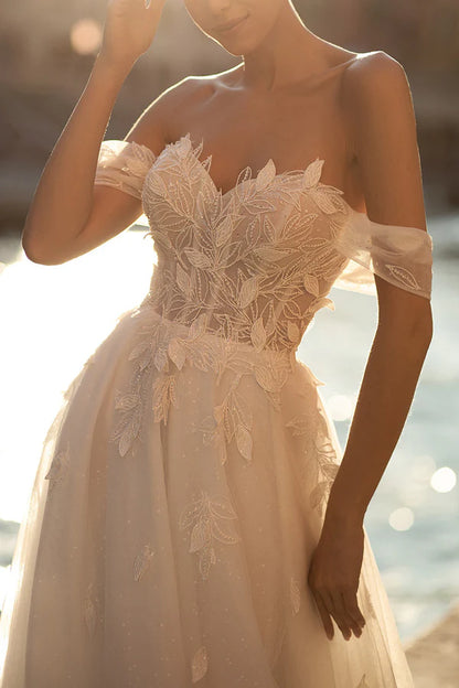 A Line Sweetheart Sticker Countryside Style Wedding Bridal Dress