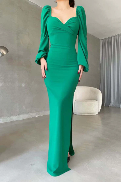 Minimally Tight Sweetheart Long Sleeve Long Evening Dress