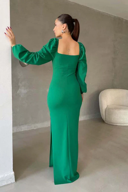 Minimally Tight Sweetheart Long Sleeve Long Evening Dress