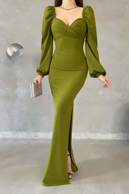 Minimally Tight Sweetheart Long Sleeve Long Evening Dress