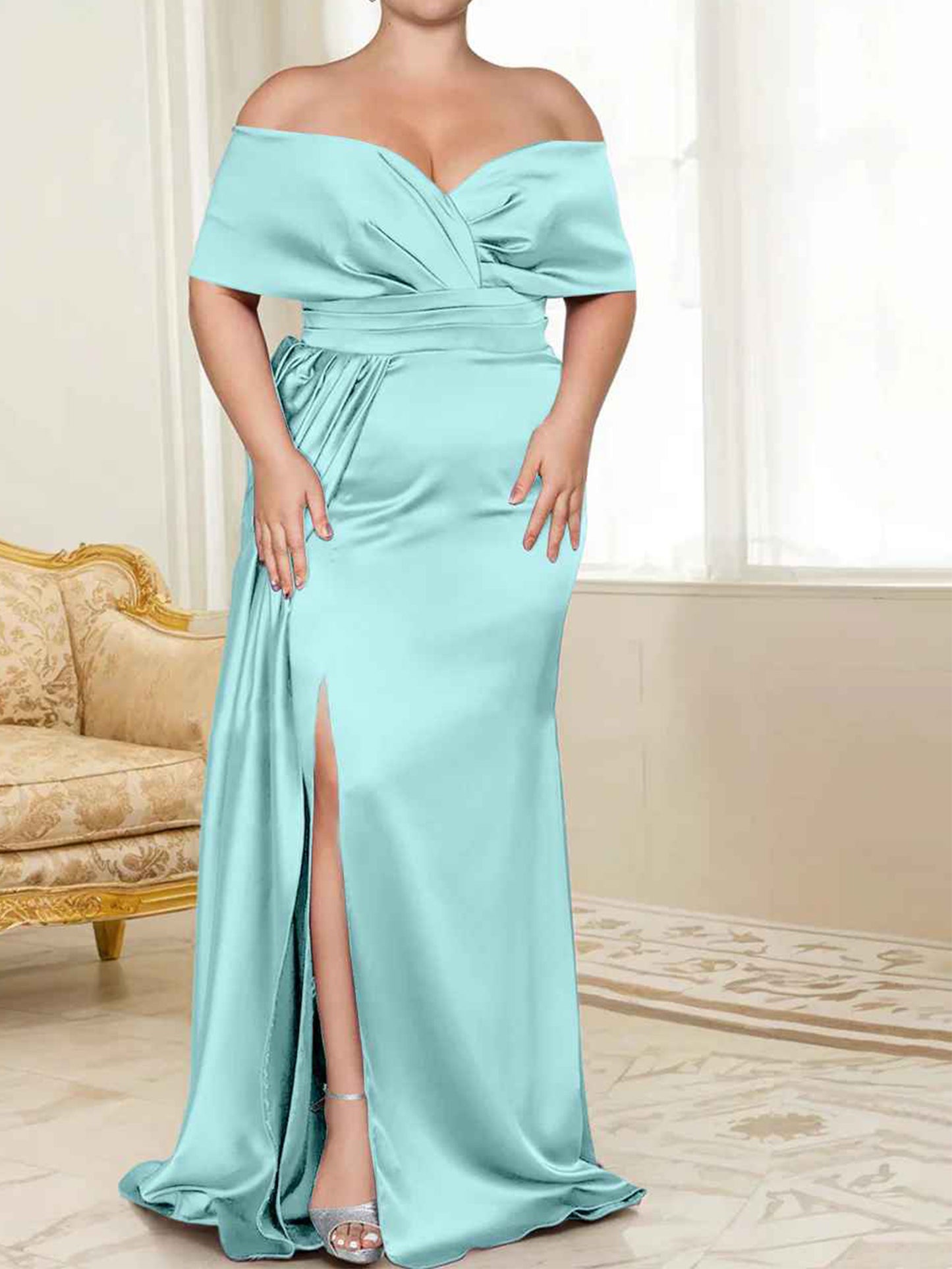 Speaker/Fishtail Off Shoulder Mother of the bride dress