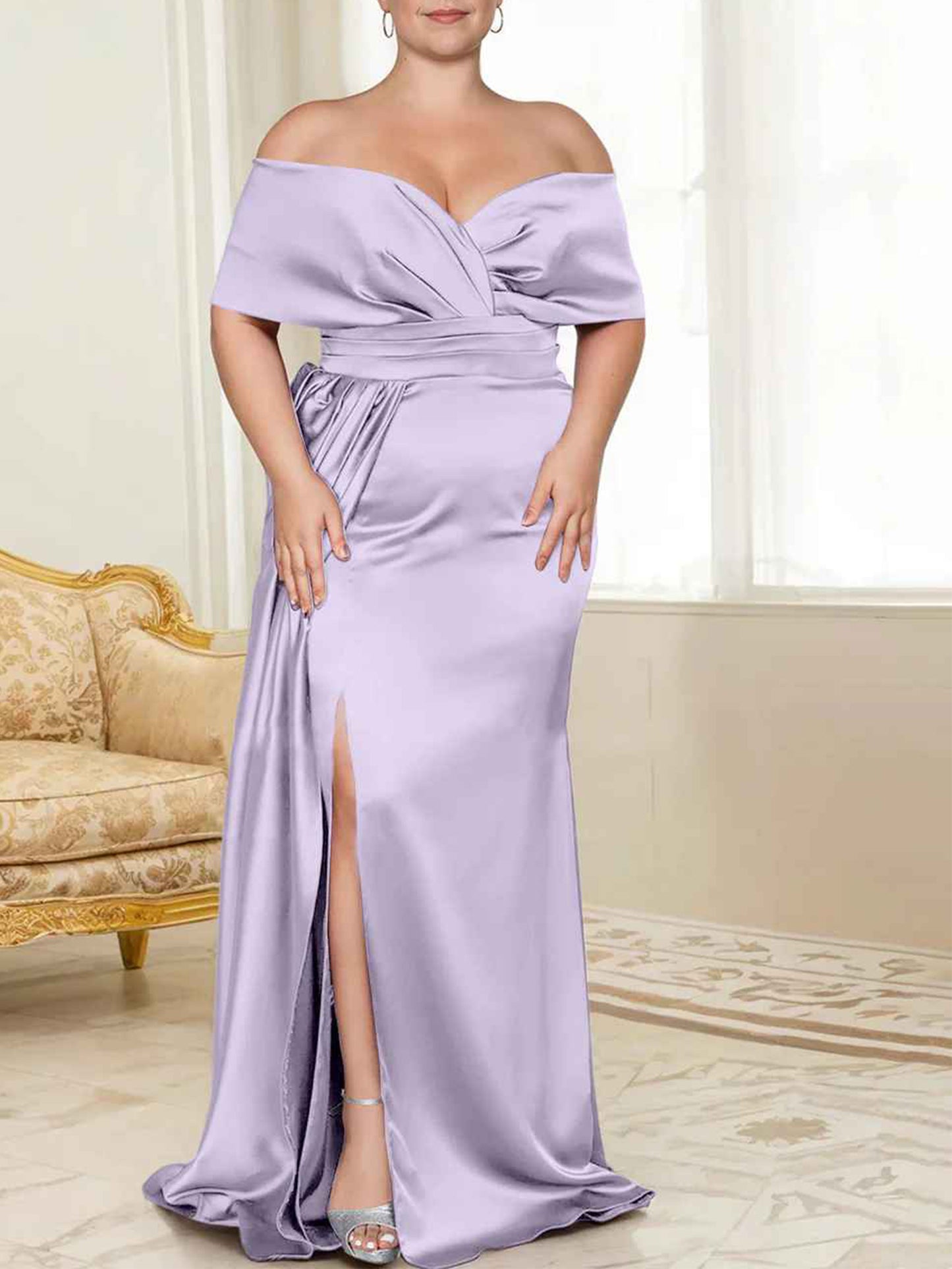 Speaker/Fishtail Off Shoulder Mother of the bride dress