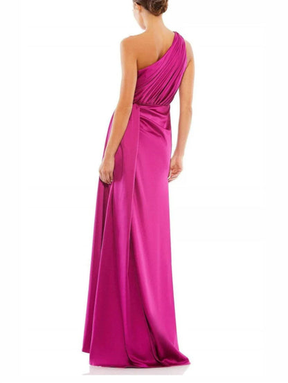 A-line/Princess One Shoulder High Split Floor Evening Dress