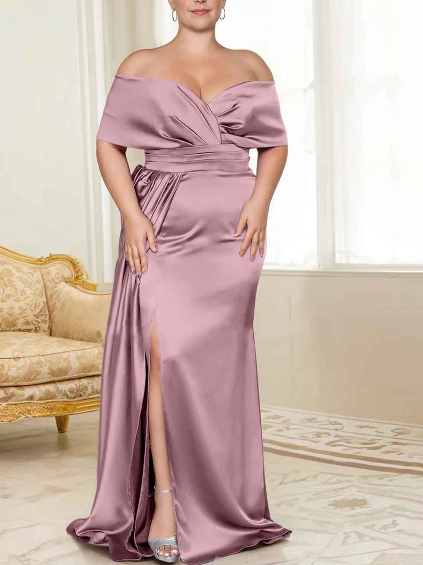 Speaker/Fishtail Off Shoulder Mother of the bride dress