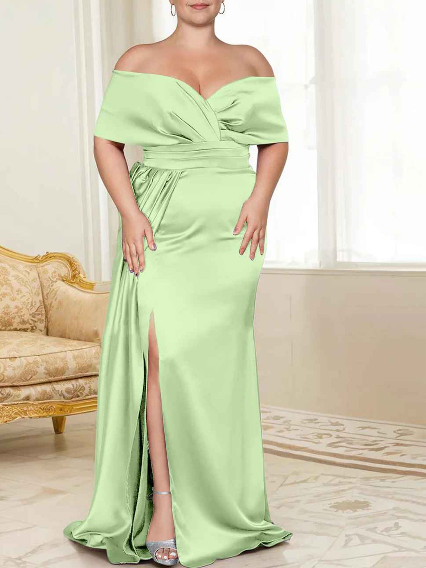 Speaker/Fishtail Off Shoulder Mother of the bride dress