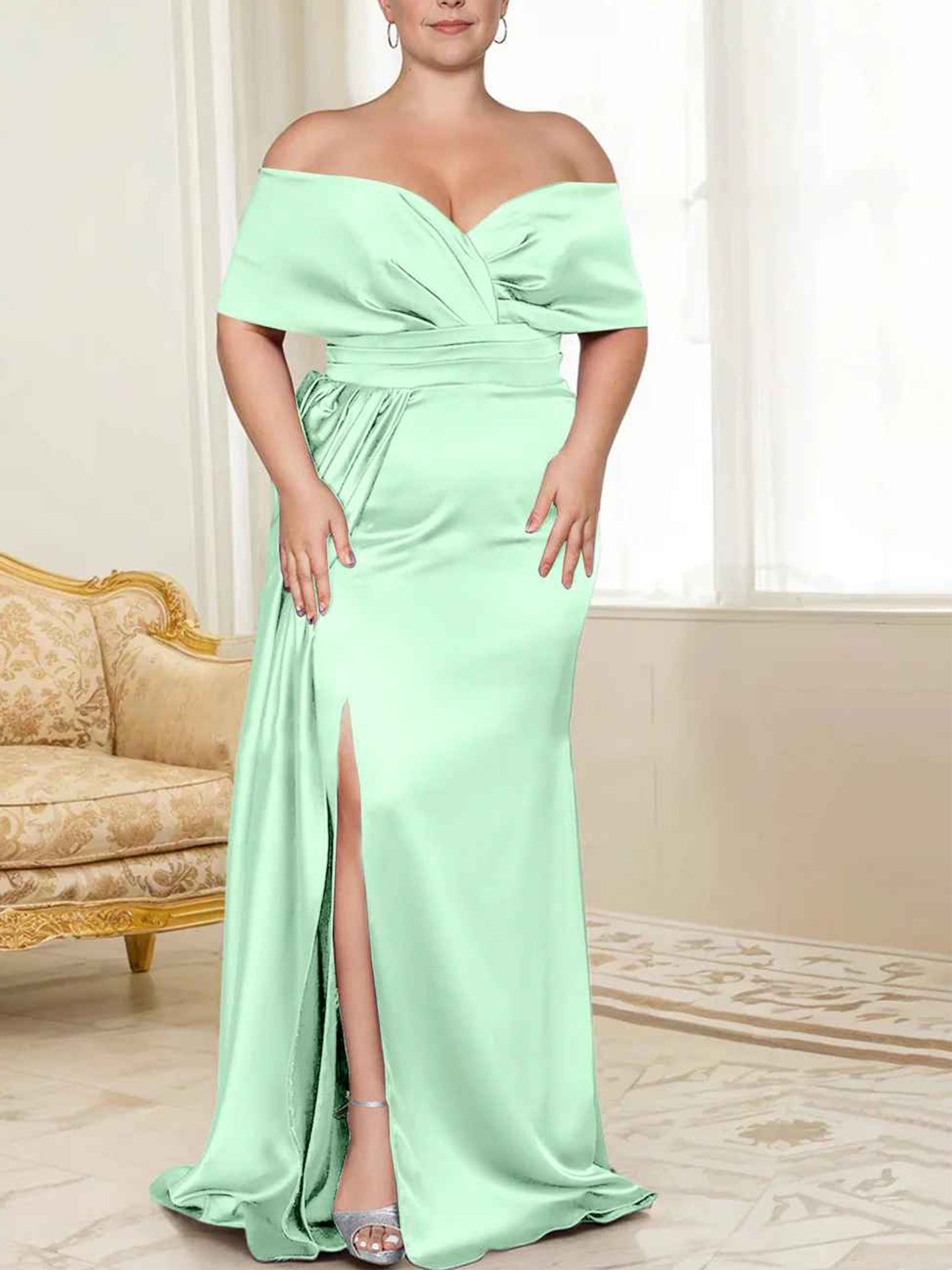 Speaker/Fishtail Off Shoulder Mother of the bride dress