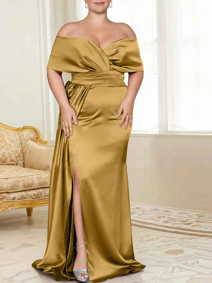 Speaker/Fishtail Off Shoulder Mother of the bride dress