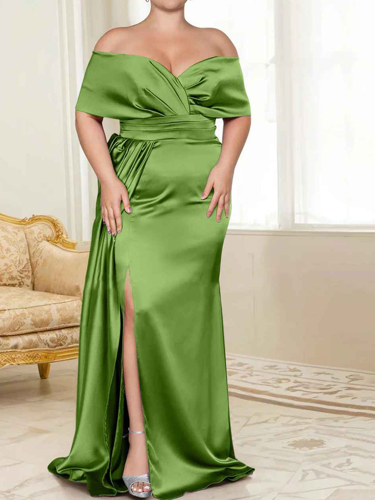 Speaker/Fishtail Off Shoulder Mother of the bride dress