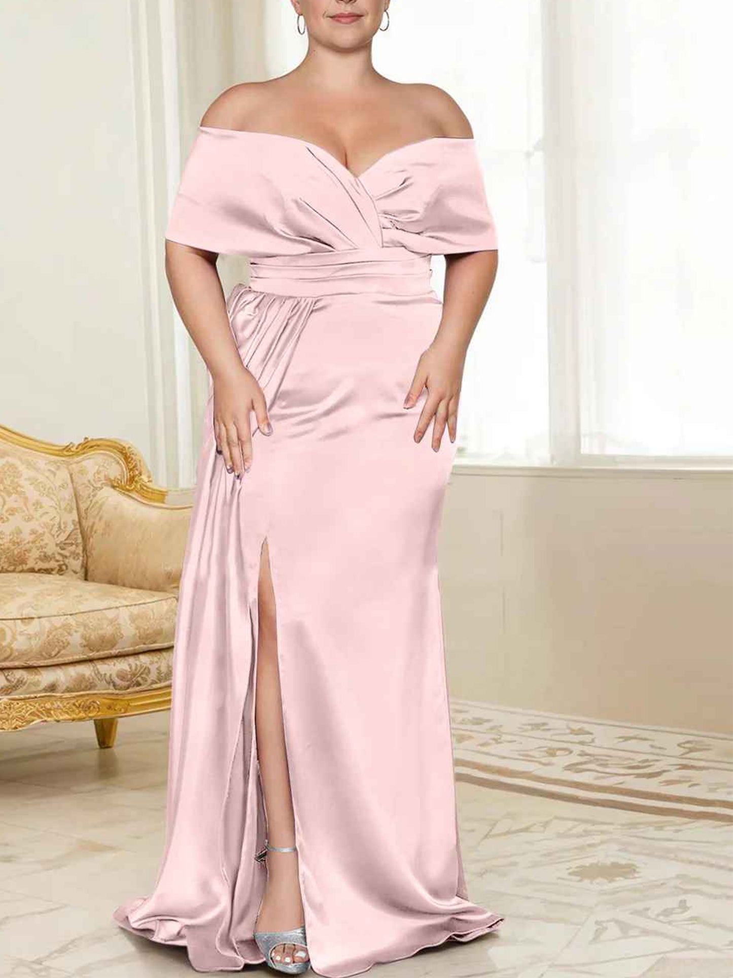 Speaker/Fishtail Off Shoulder Mother of the bride dress