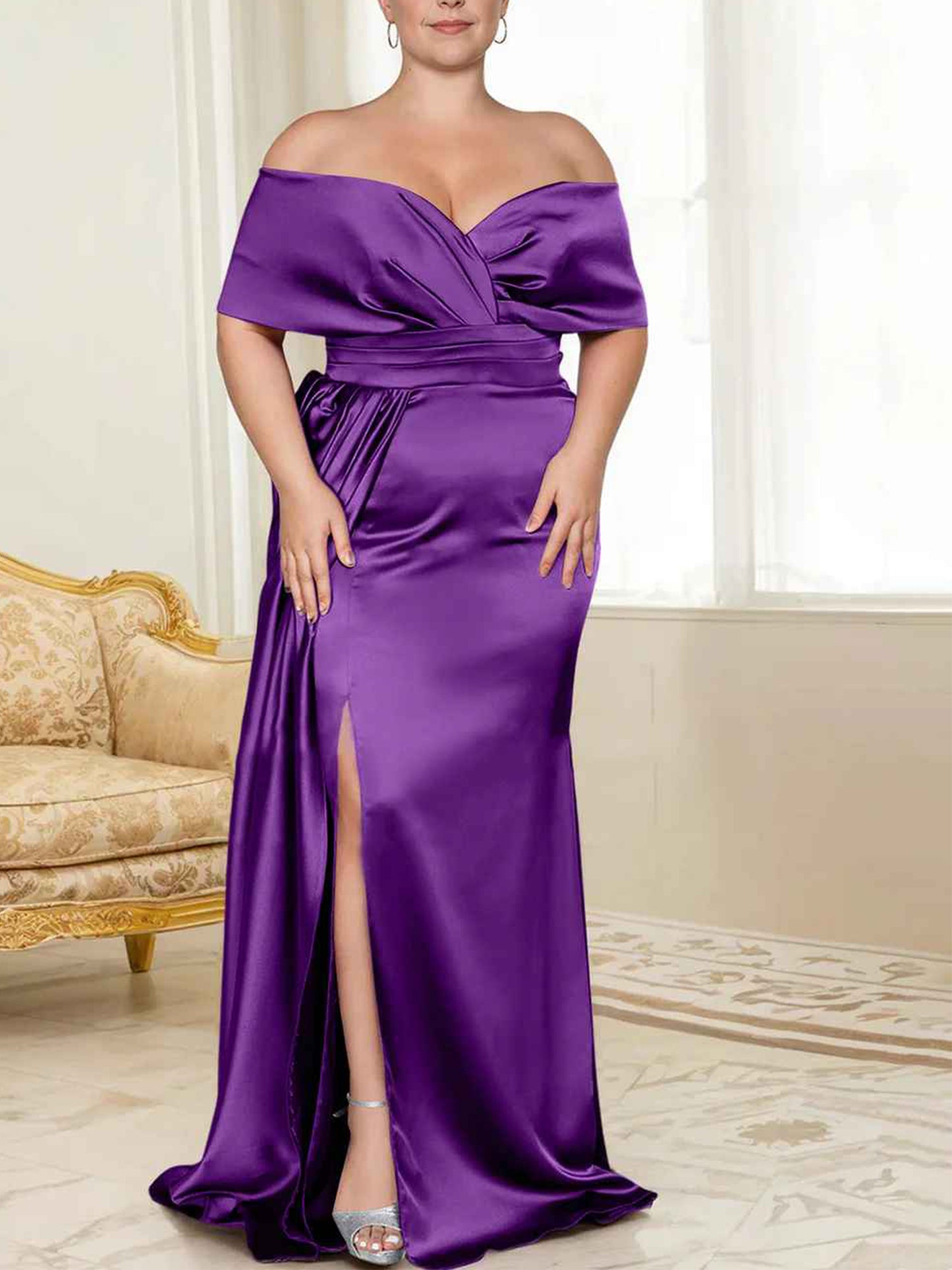 Speaker/Fishtail Off Shoulder Mother of the bride dress